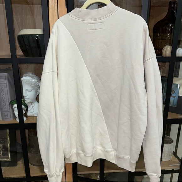 Abercrombie soft a&f crewneck oversized sweatshirt pullover beige two tone block - Picture 3 of 8